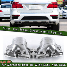 2x Rear Exhaust Pipe Tips For Mercedes-Benz ML W166 GL63 AMG X166 Silver picture