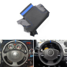 Black+Blue Steering Wheel Cover Leather DIY For Renault Megane 2 Kangoo Scenic 2 picture