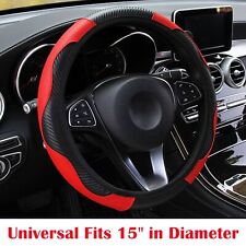 Universal 15''/38cm Leather Car Steering Wheel Cover Anti-slip Accessories Black picture