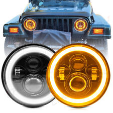 Par punto 7pulgadas LED faros Halo ángulo ojo for Jeep Wrangler JK TJ CJ LJ new picture