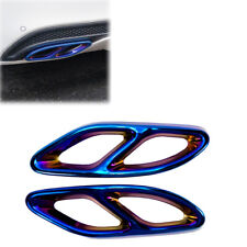 2x Stainless Exhaust Muffler Tip Cover Outlet Gloss Blue Fits 15-19 W205 C300 picture