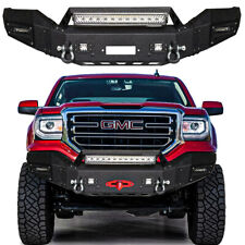 Fit GMC Sierra 1500 2016-2018 Front Bumper Textured Black Steel w/D-ring& Light picture