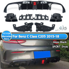 Rear Diffuser Tailpipe Exhaust For 15-21 Benz W205 C205 C43 C63 AMG Gloss Black picture