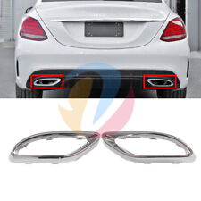 👉 2PCS Chrome Rear Bumper Exhaust Pipe Trim Cover For Mercedes A B C E GLC  picture
