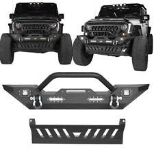 Skid Plate or Front Bumper w/Winch Plate & D-ring for 2007-2018 Jeep Wrangler JK picture