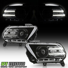 2010-2014 Ford Mustang Black Halogen Projector Headlights w/LED DRL Tube LH+RH picture