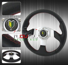 320mm 6-Bolt Mounting Super Light Weight Aluminum Black Steering Wheel + Button picture