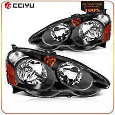 Fits 2002-2004 Acura RSX (DC5) Black Amber Headlights Assembly Left+Right Pair picture