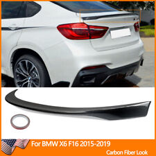 Carbon Look For BMW X6 F16 X6M F86 2015-2019 P Style Rear Trunk Spoiler Wing Lip picture
