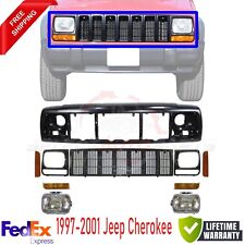 For 1997-2001 Jeep Cherokee Front Grille Header Panel Headlight Bundle 10PCS picture