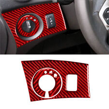 2Pcs For Ford Fiesta Red Carbon Fiber Interior Headlight Control Cover Trim picture