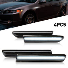 For 2004-08 Acura TL 4PCS Front+Rear White LED Side Marker Lights Lamps Smoked picture