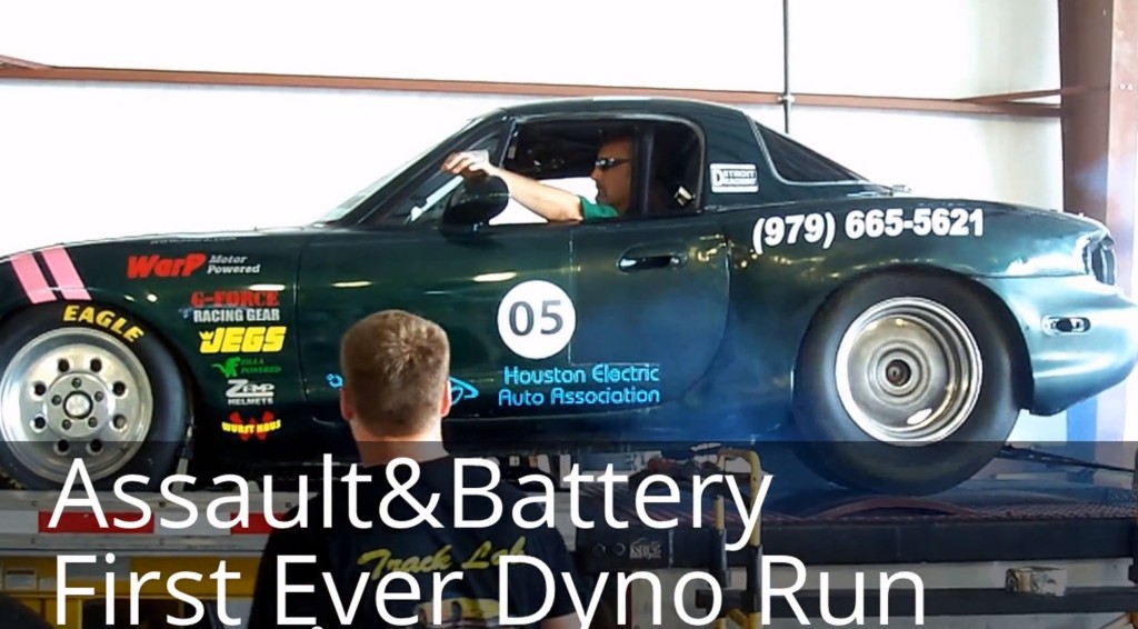 Electric Miata Assault & Battery kills the tires on the Dyno with 1,350