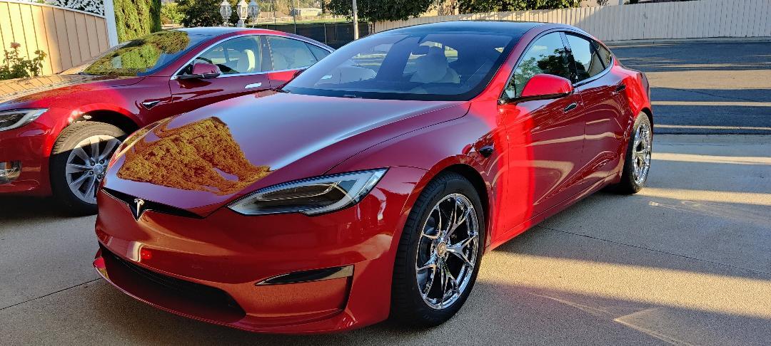 red 2021 Tesla Model S Plaid