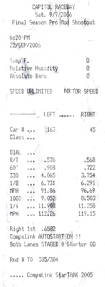 1977  Pontiac Trans Am TA 6.6 Timeslip Scan