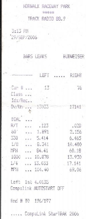 1998  Chevrolet Lumina LTZ Supercharger Timeslip Scan