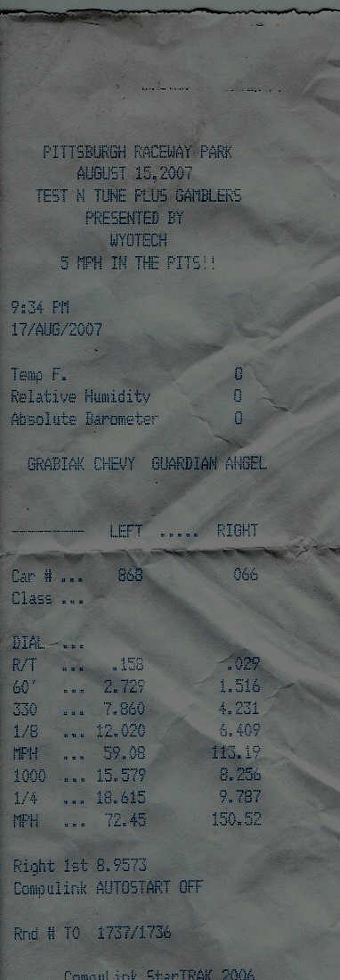 2000  Chevrolet Camaro SS Timeslip Scan