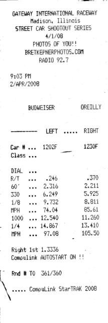 1990  Honda Civic CRX dx Timeslip Scan