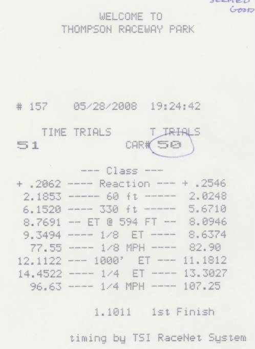 2005  Chrysler Crossfire SRT-6 Timeslip Scan