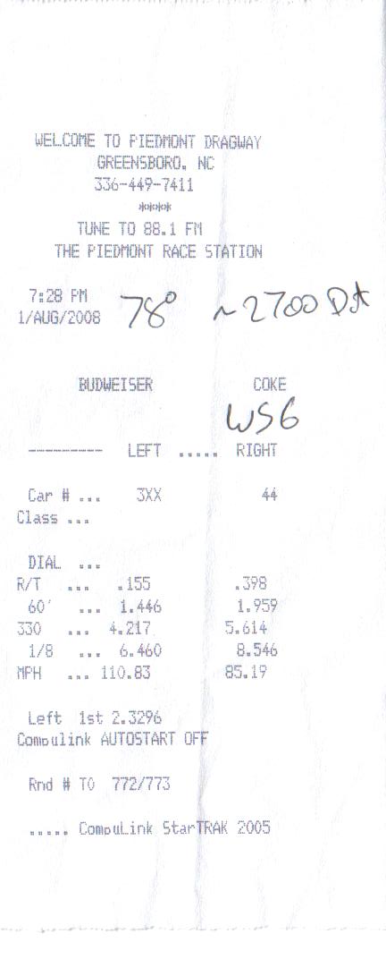 2001  Pontiac Trans Am WS6 Timeslip Scan