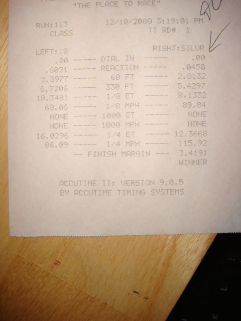 2008  BMW M3 Coupe Timeslip Scan
