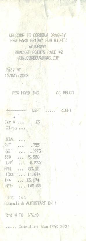 2001  Chevrolet Camaro Z28 Timeslip Scan
