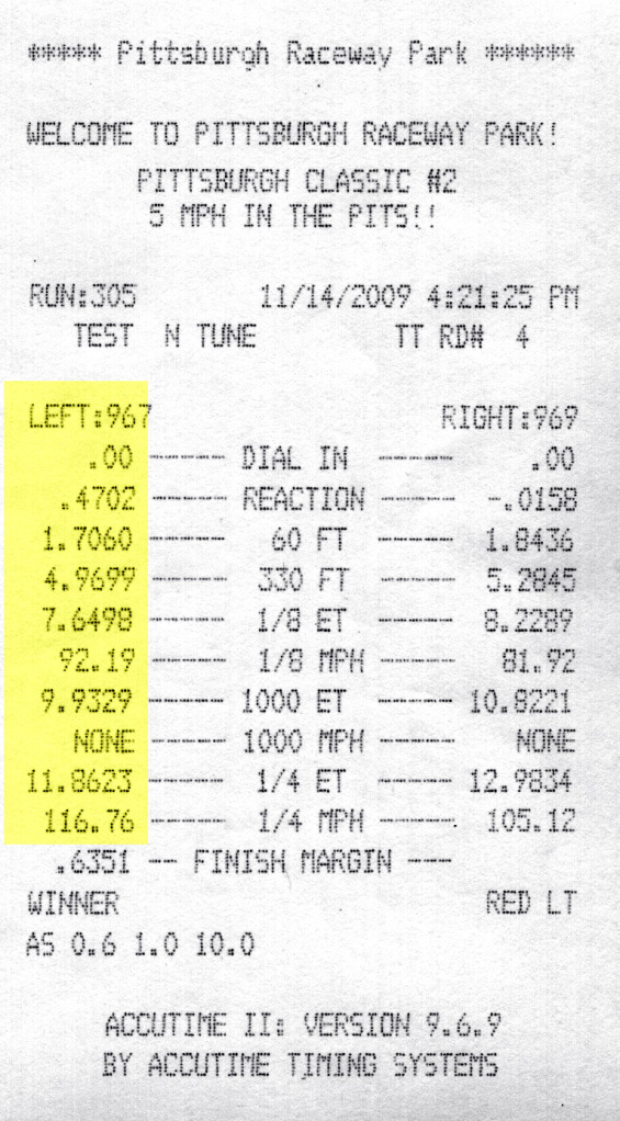 2005  Chrysler Crossfire SRT6 Timeslip Scan