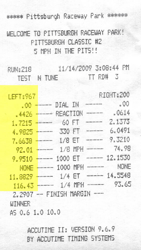 2005  Chrysler Crossfire SRT6 Timeslip Scan