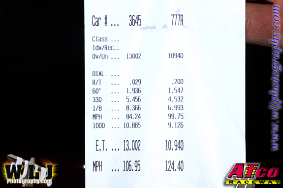 1991 red Ford Mustang gt nitrous Timeslip Scan