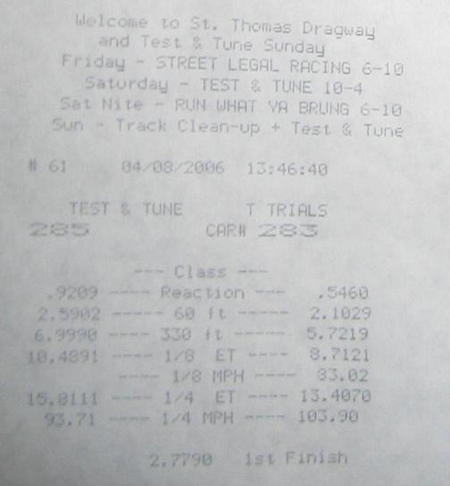 2006  Lexus IS350 Sport Package Timeslip Scan