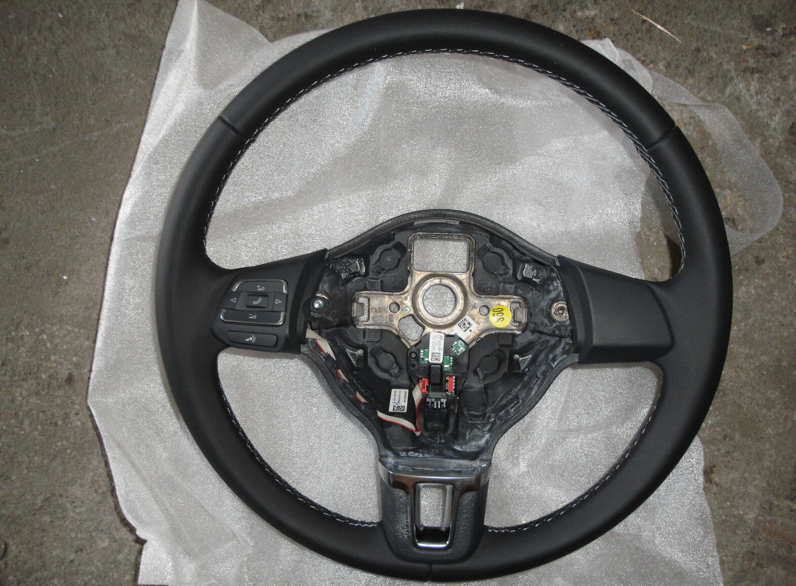 VW Polo 6R Leather Steering Wheel Multifunction 6R0419091F Zrp Grey Seam New