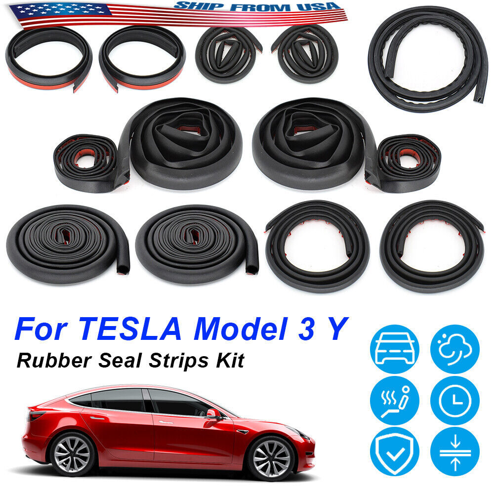 Car Door Seal Strips For Tesla Model Y 3 Wind Noise Reduction Kit A-pillar Trunk