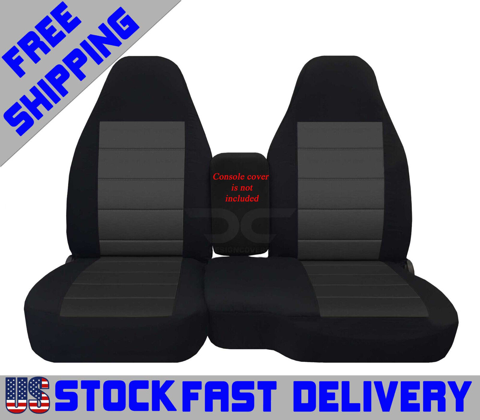 Truck seat covers cotton blk-charcoal insert fits 04-12FORD RANGER 60/40 hiback