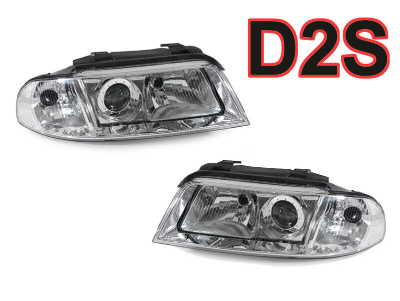 Chrome D2S Projector Headlight For 99-01 A4/00-02 Audi S4 B5.5 Xenon Model