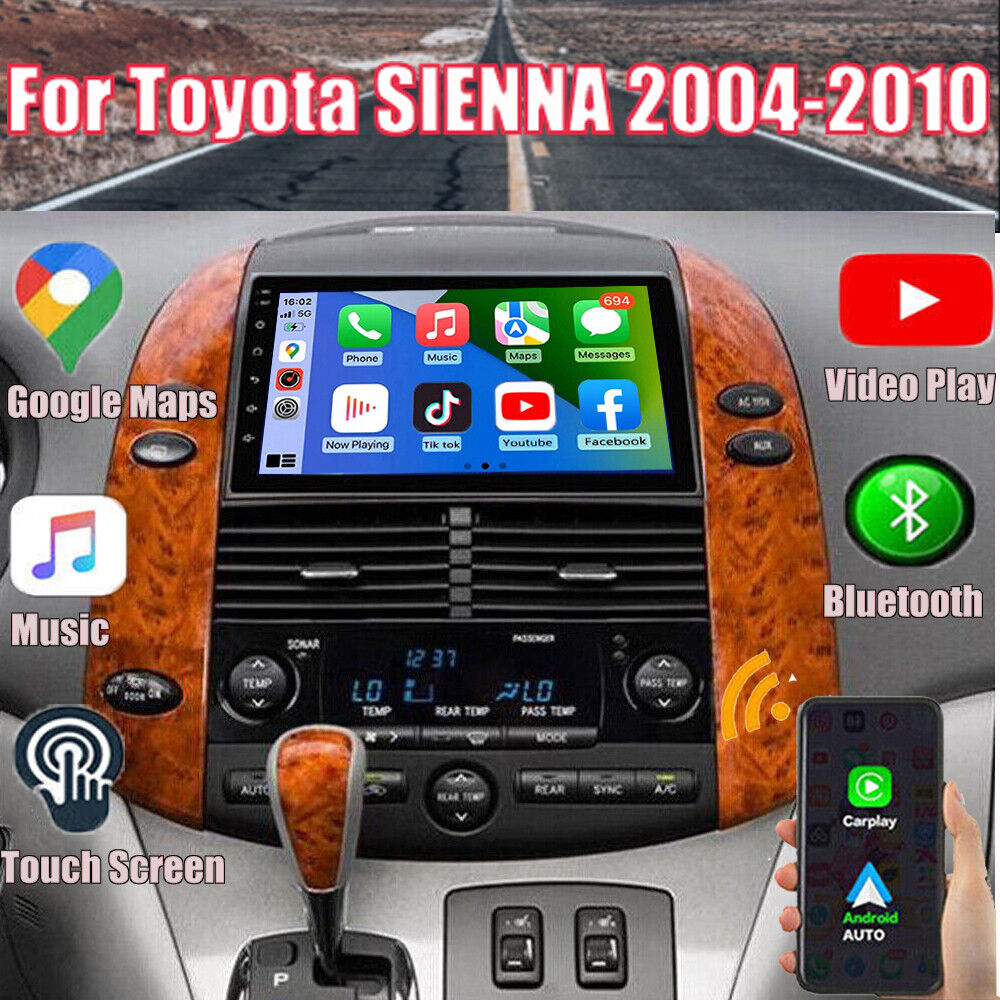 Android 13 Car Radio Stereo GPS Player Apple CarPlay For Toyota Sienna 2004-2010