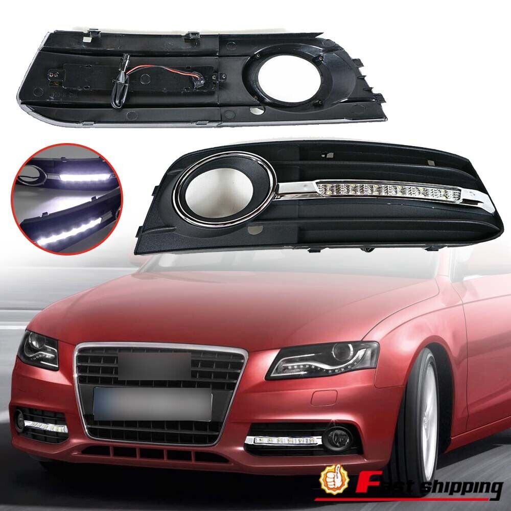 Fit 2008 2009 2010 2011 2012 Audi A4 LED Fog Lights Cover w/DRL Lamps+Wiring Set