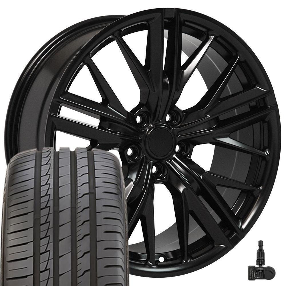 20 inch Satin Black Rims 245/45ZR20 Tires TPMS SET Fit Camaro - ZL1 Style
