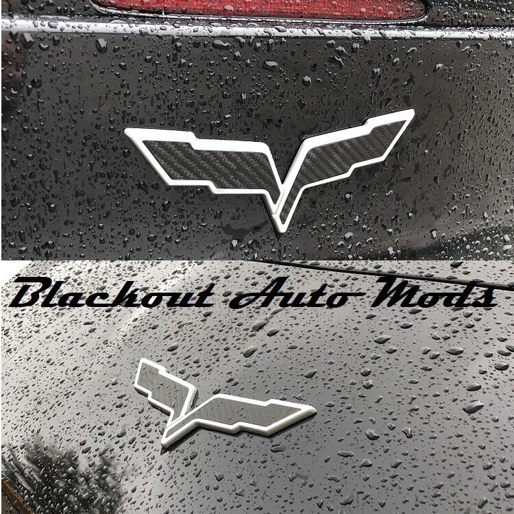 C6 Corvette 2005-2013 Front/Rear Emblem Flag Overlay Blackout Carbon Fiber
