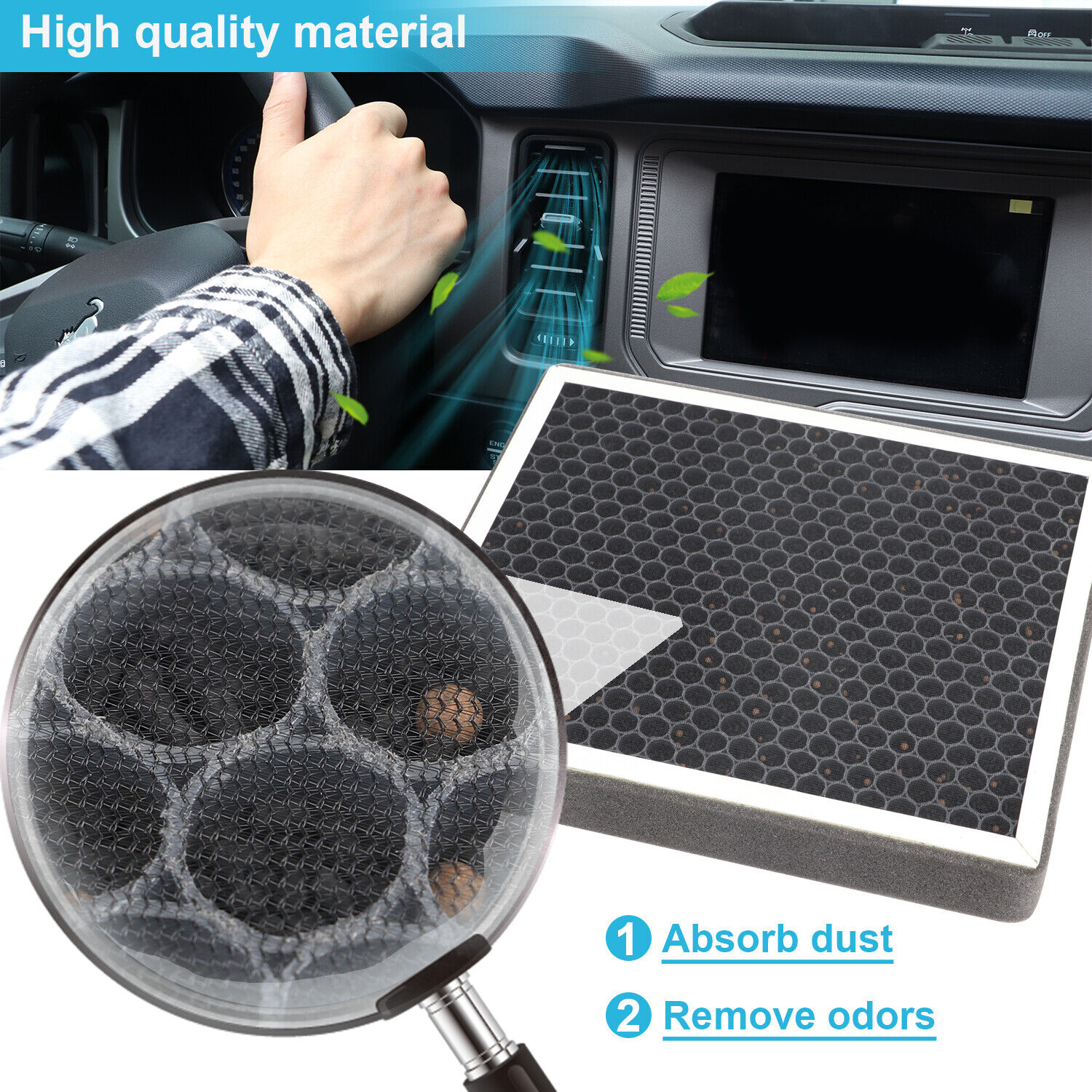 BLACK WASHABLE HIGH FLOW AIR FILTER PANEL FOR FORD BRONCO 2021 2022 2023