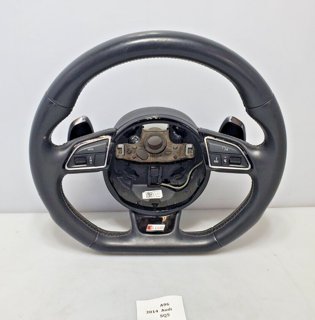 ✅ 2014-2016 OEM Audi SQ5 Steering Wheel Leather Black Flat Bottom W/ Shifters