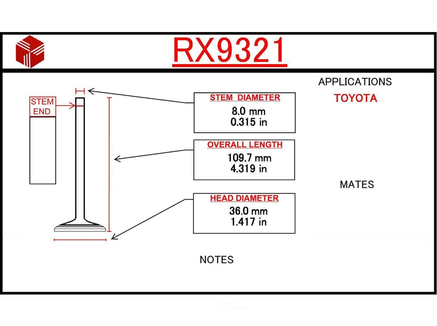 Engine Exhaust Valve ITM RX9321 fits 83-88 Toyota Cressida 2.8L-L6