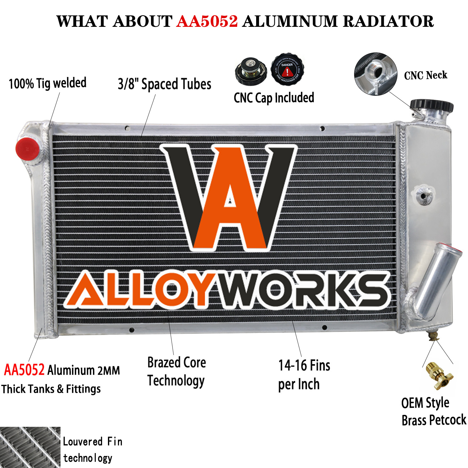 4 Row Aluminum Radiator For 71-77 Chevy Vega 75-76 Pontiac Astre 2.0 2.3L
