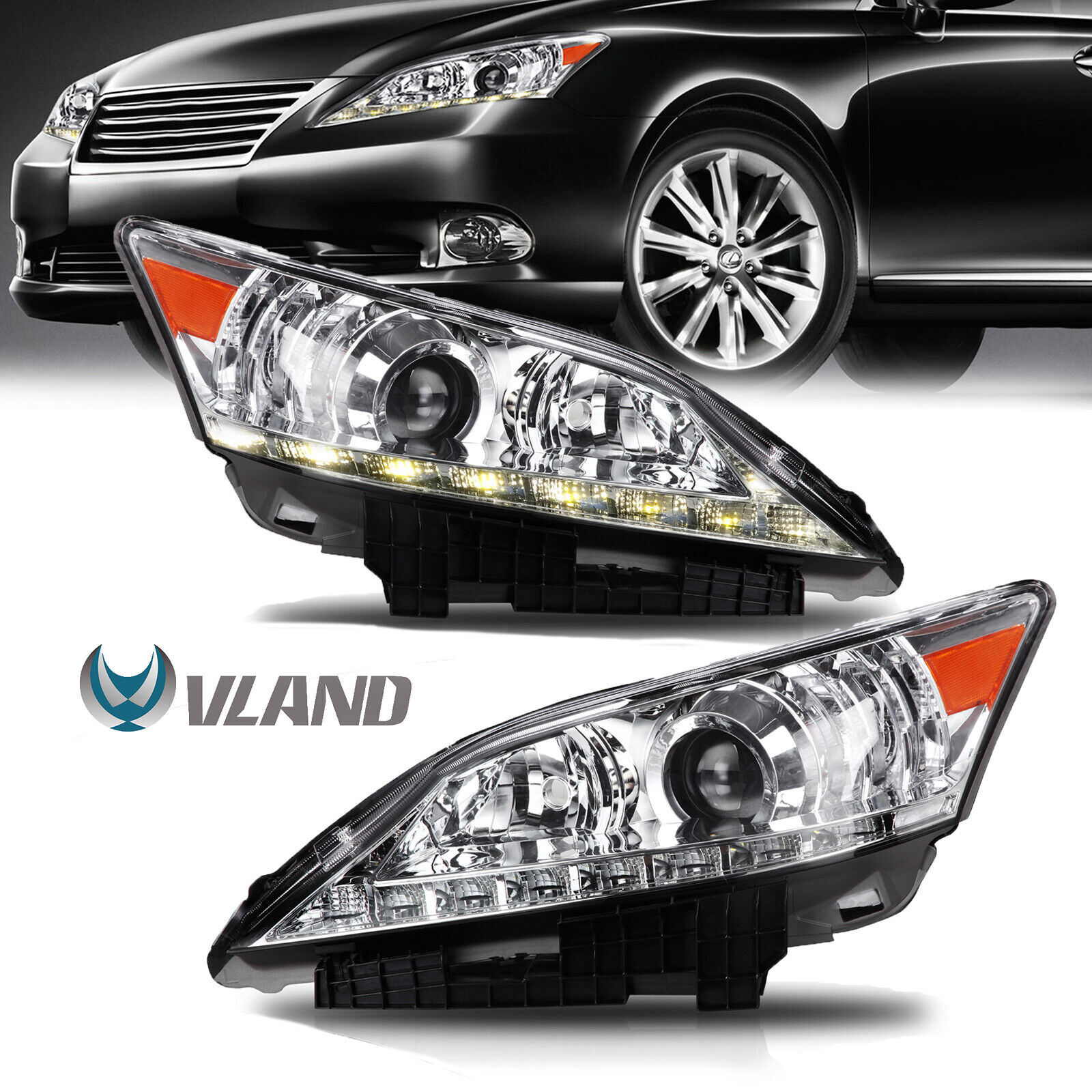 VLAND Headlights For 2010 2011 2012 Lexus ES350 Xenon AFS Front Lamps Left+Right
