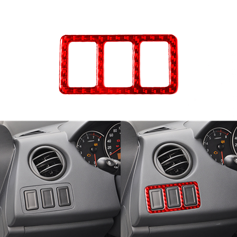 Carbon Fiber Driver Side Button Surround Cover Trim For Suzuki Grand Vitara red