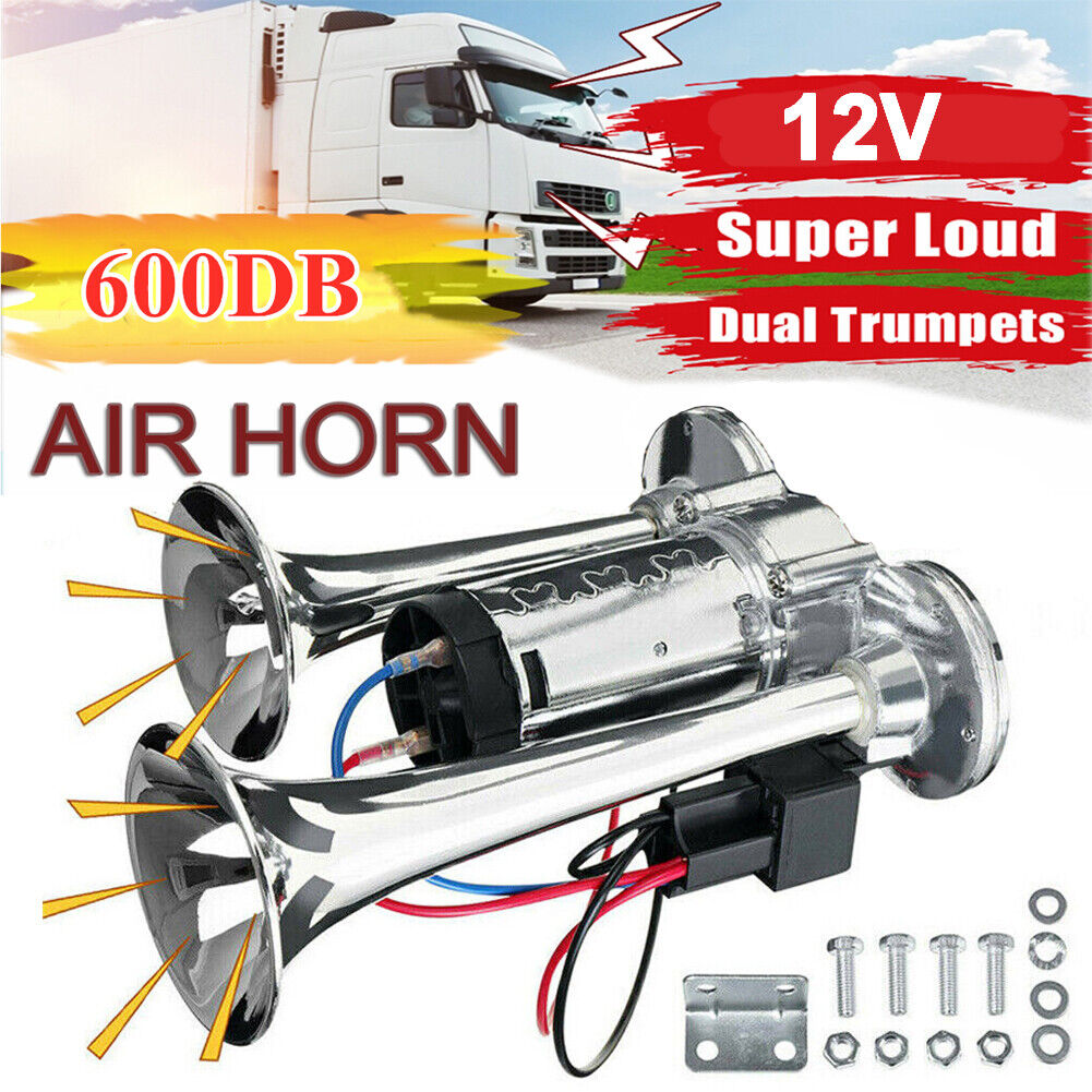 Super Loud Car Electric Horn 600DB 12V Dual Trumpets Truck Boat Train Speaker