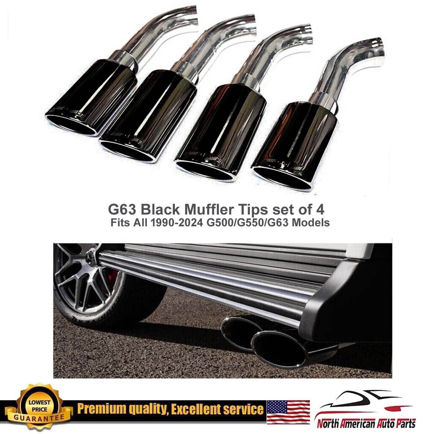 G63 Black Muffler Tips G500 G550 Dual Exhaust G-Wagon Logo 4 Pipes G55 1990-2024