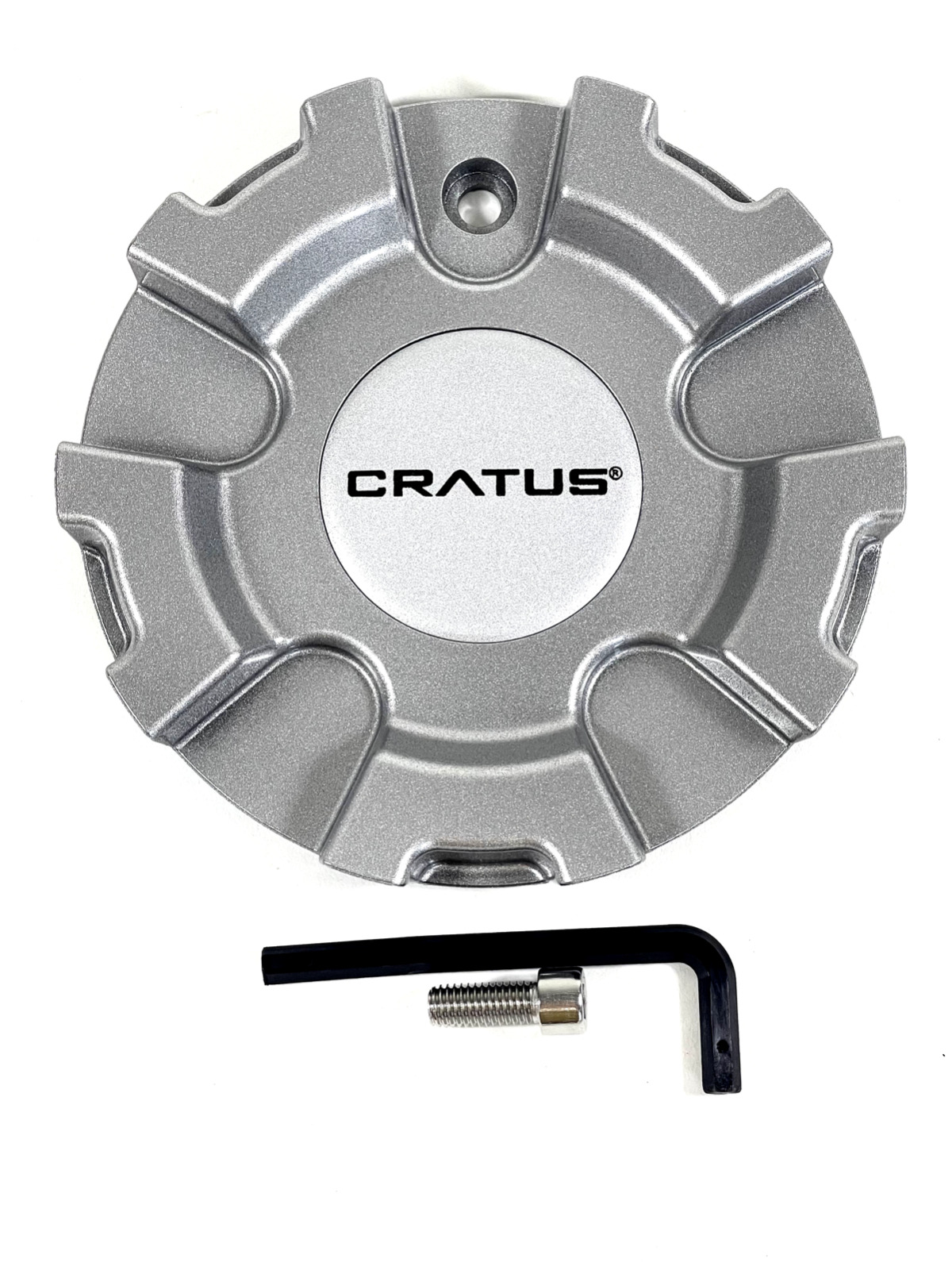 Cratus Wheels Silver Wheel Center Cap # CR 106-CAR (1 CAP) + bolts