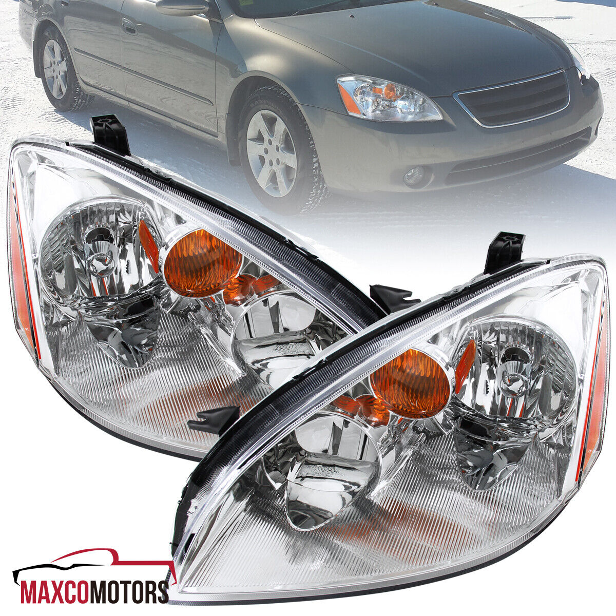 Headlights Fits 2002-2004 Altima Replacement Head Lamps Left+Right