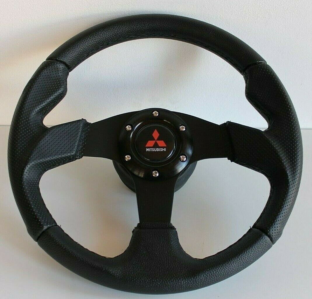 Steering Wheel fits Mitsubishi Leather 3000GT Lancer Galant Pajero Evo Eclipse L