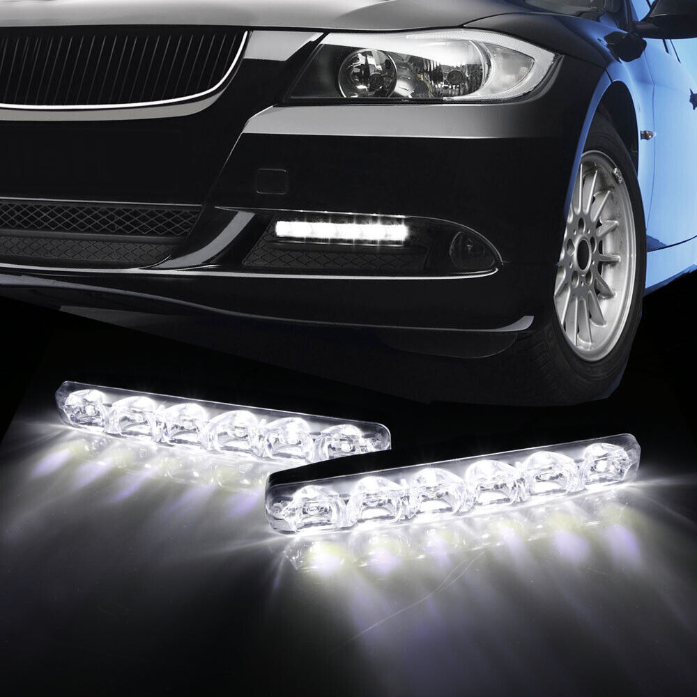 Universal Cool White Daylight 6 LED High Power Daytime Running Lights For Car